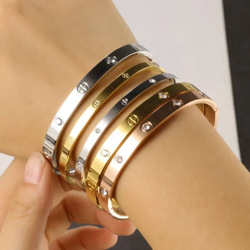 Stainless Steel Cuff Bracelets Bangles For Women Fashion Jewelry Charm Jewelry Accessories Crystal Bracelet love - Image 6