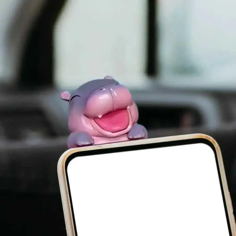 3D Desk Toy Computer Monitor Decor Navigator Screen Cartoon Moo Deng Screen Figurine Kawaii Mini Dolls Moo Deng Hippo Figurine - Image 5