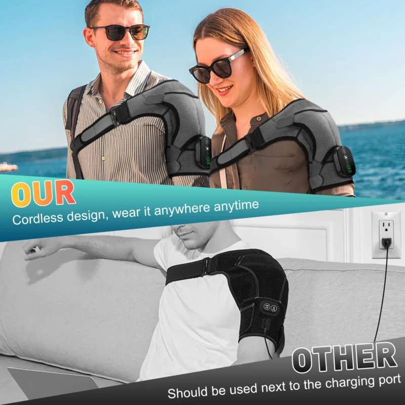 Electric Shoulder Brace 3 Gear Heated and Vibration Massage Shoulder Support Massage Belt Gifts for Parents Friends Health Care - Image 4