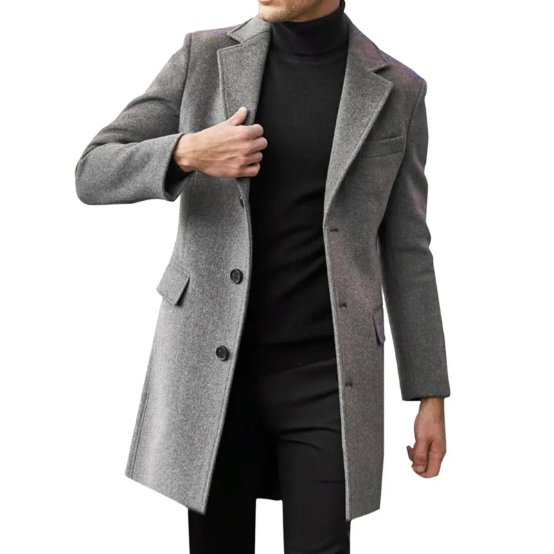 Casual Business Jackets Man Warm Coat Outerwear Streetwear Men British Overcoat Jacket Winter Elegant Long Coat Man Windbreaker - Image 5
