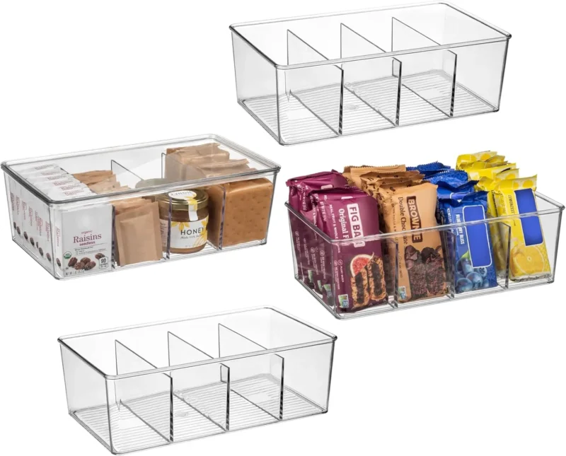 Plastic Pantry Organization and Storage Bins with Dividers & Lids – Perfect Kitchen Organization or Kitchen Storage - Image 2