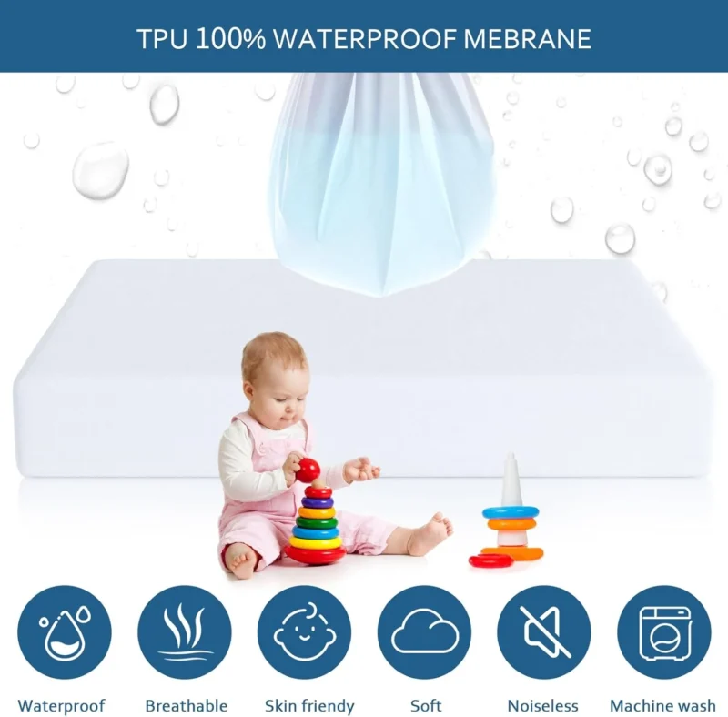 Waterproof Mattress Protector with 18" Deep Pocket Bed Bug Proof and Waterproof Fitted Sheets Machine Washable White - Image 3