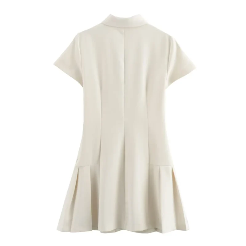 2024 ZAR4 Summer New Women's Fashion Style Solid Color Casual Single breasted Flip Collar Shirt Dress - Image 6