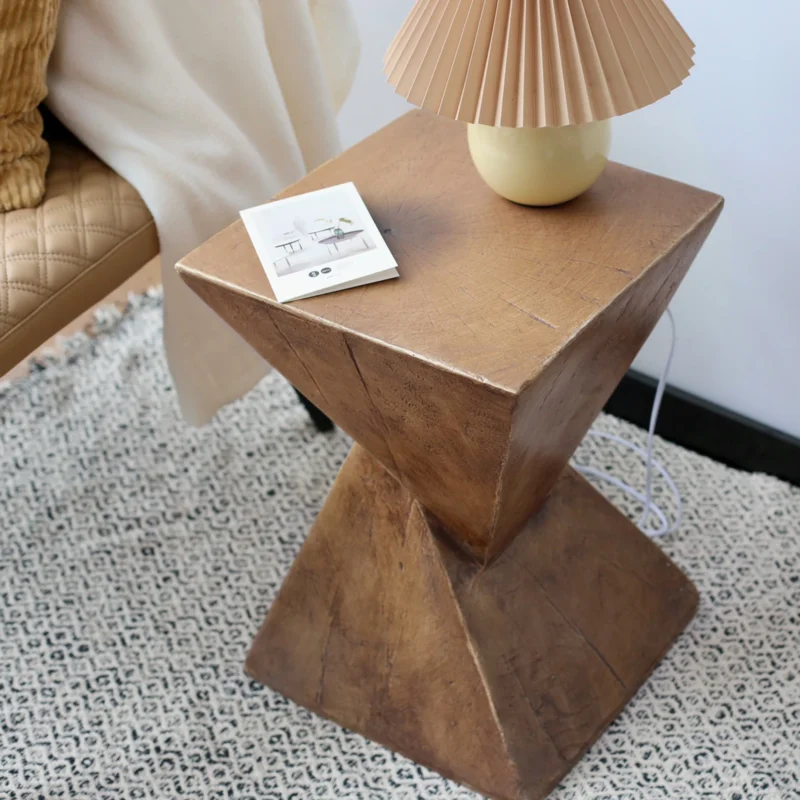 Lightweight Concrete Accent Table,Modern Geometry Side Table for Indoor and Outdoor,Small Bedside End Table Sofa Vanity Coffee - Image 2