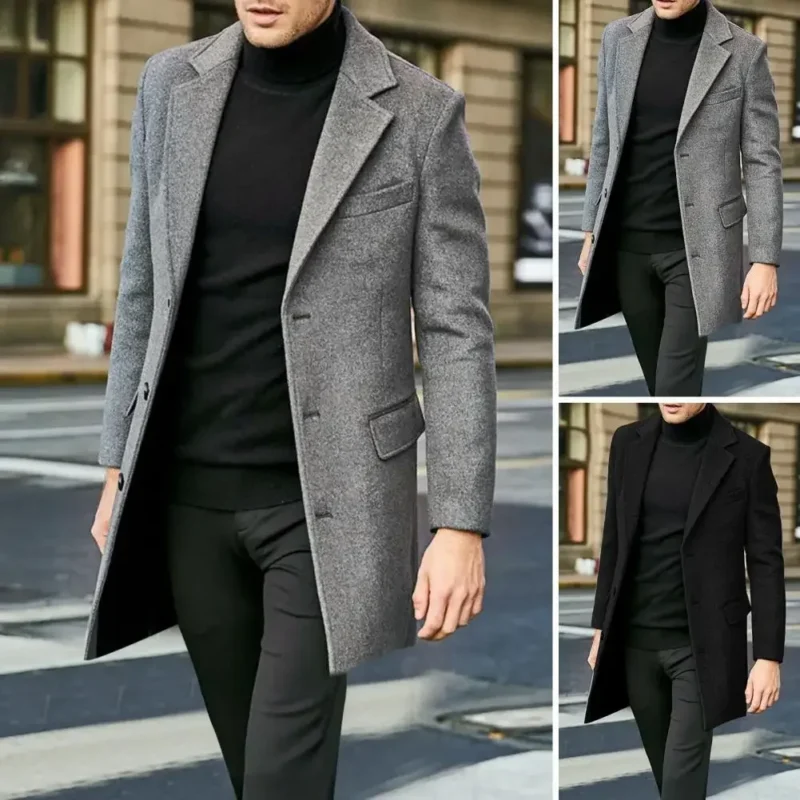 Casual Business Jackets Man Warm Coat Outerwear Streetwear Men British Overcoat Jacket Winter Elegant Long Coat Man Windbreaker - Image 2
