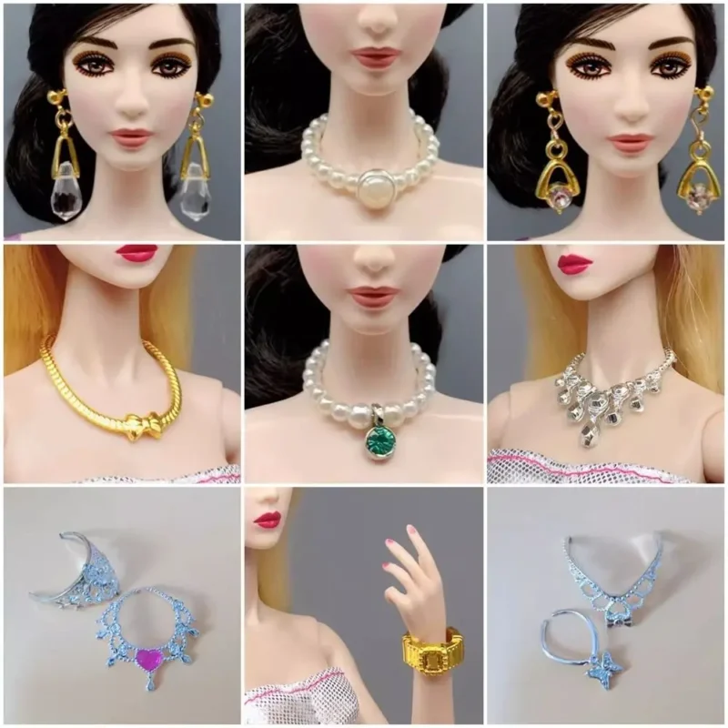 Doll Earring Necklaces Crowns Bracelet Jewelry Clothes Accessories for 1/6 1/3 1/12 Doll Baby Girl Gift Doll Colthes Decorations