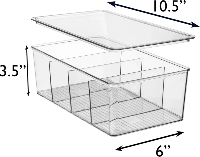 Plastic Pantry Organization and Storage Bins with Dividers & Lids – Perfect Kitchen Organization or Kitchen Storage - Image 4