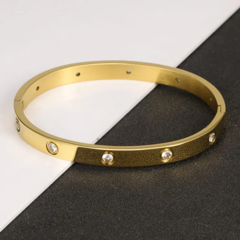 Stainless Steel Cuff Bracelets Bangles For Women Fashion Jewelry Charm Jewelry Accessories Crystal Bracelet love - Image 2