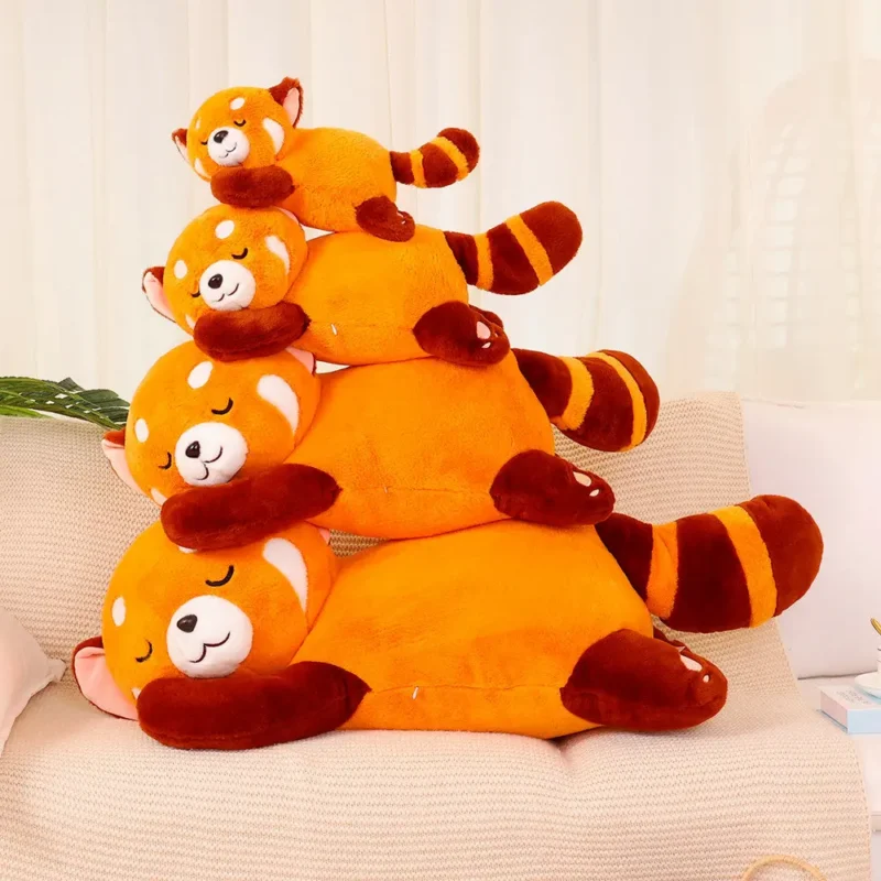 1pc Stuffed Anime Figure Toy sleeping Panda Plushie Doll Fluffy Hair Red Raccoon Animals Hug Throw Pillow Kids Gift Home Decor - Image 3