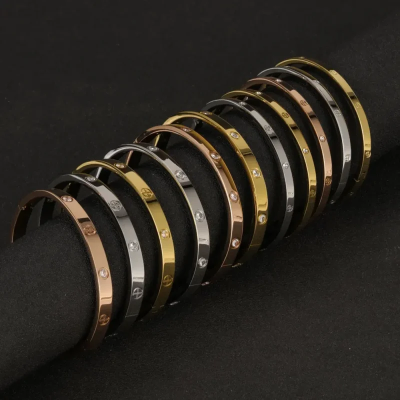 Stainless Steel Cuff Bracelets Bangles For Women Fashion Jewelry Charm Jewelry Accessories Crystal Bracelet love - Image 3