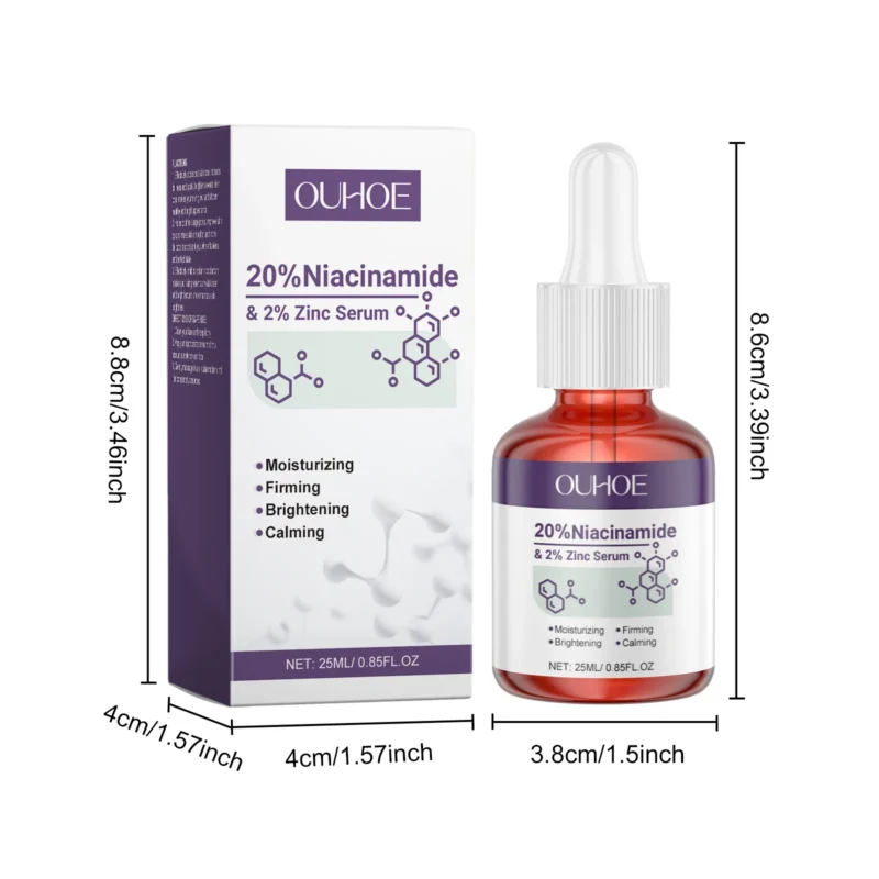 OUHOE Niacinamide Zinc Serum - Even Skin Tone, Shrink Pores, Deep Moisturize, Anti - acne, All - round Skin Glow - Image 3
