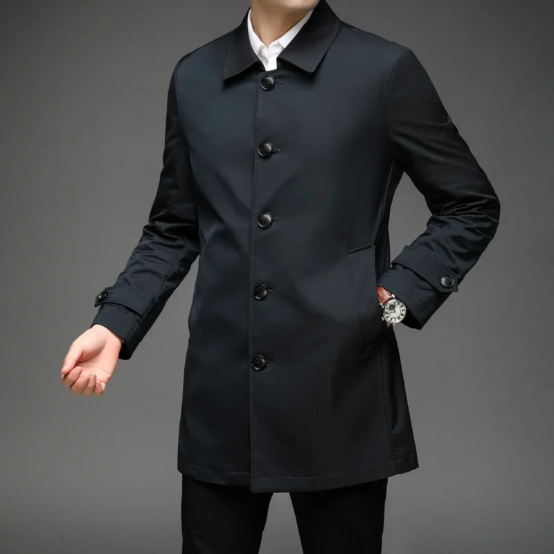 Men's Trench Coat, Medium Length, British Coat, Outerwear, Double Breasted, Fashion, Spring, Autumn, 4XL - Image 3