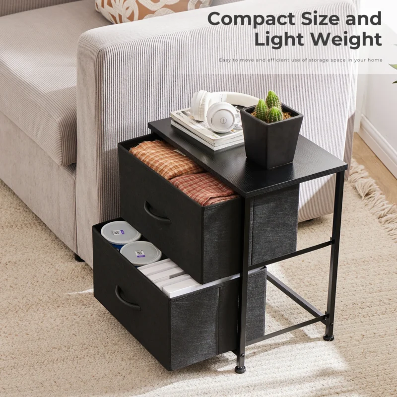 JHK Living Room Cabinet Layers Set of 2 Fabric Drawers Beside Nightstand Table Closet Chest Clothes Display Cabinet Of Furniture - Image 2