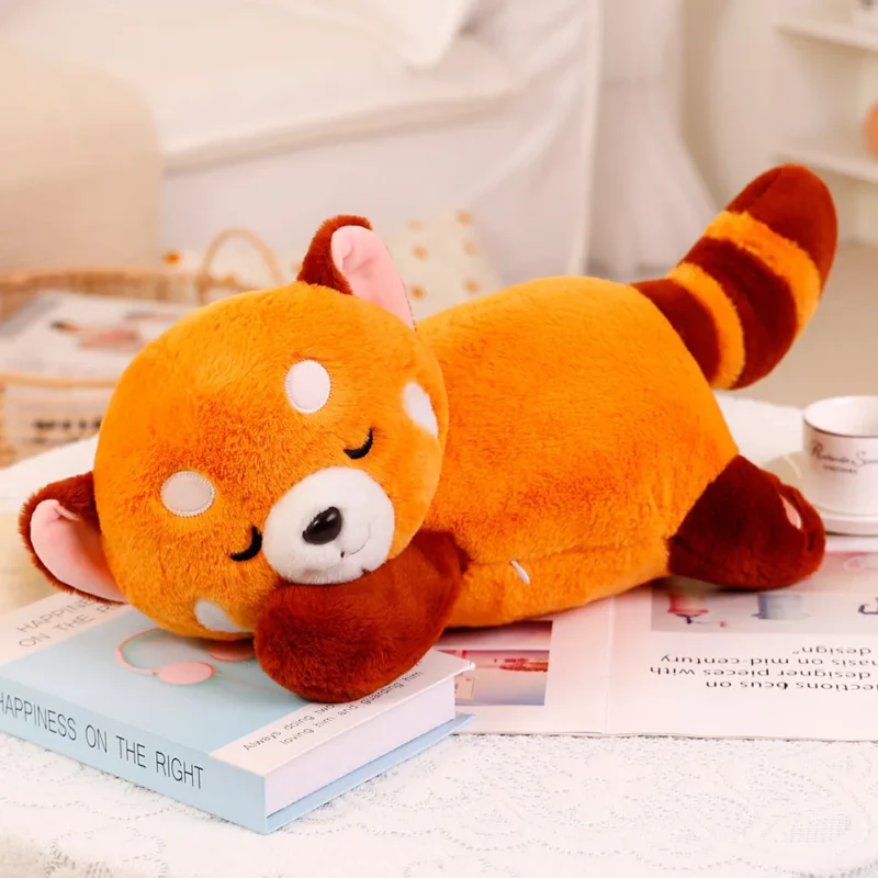 1pc Stuffed Anime Figure Toy sleeping Panda Plushie Doll Fluffy Hair Red Raccoon Animals Hug Throw Pillow Kids Gift Home Decor - Image 2