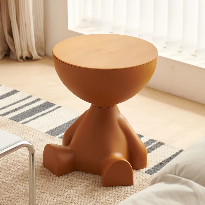 Small flat head coffee table cream style, home living room sofa side table table, round side table - Image 5