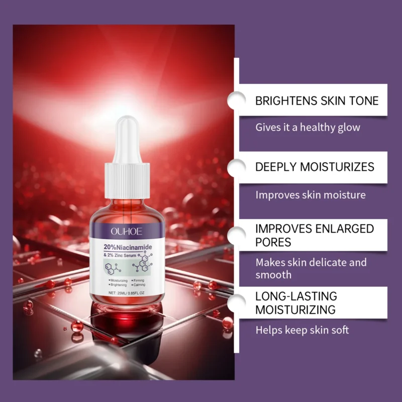 OUHOE Niacinamide Zinc Serum - Even Skin Tone, Shrink Pores, Deep Moisturize, Anti - acne, All - round Skin Glow - Image 4