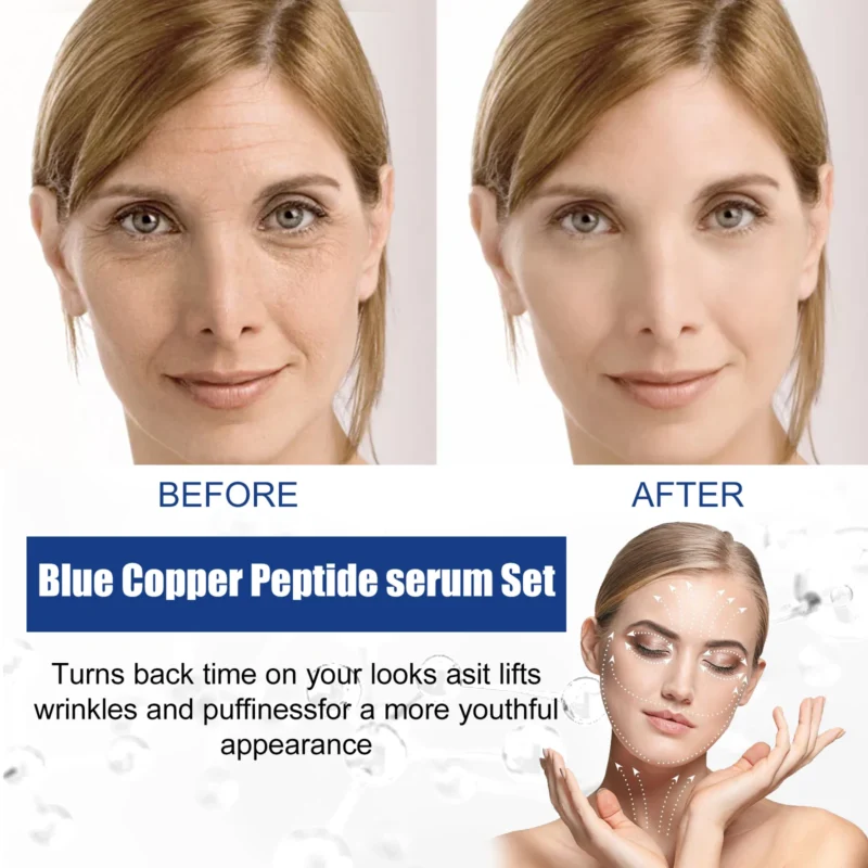 Blue Copper Peptide Serum Set Collagen Boosting Facial Essence for Firming & Anti-Aging, Hydrating Skin Treatment, Face Care - Image 3