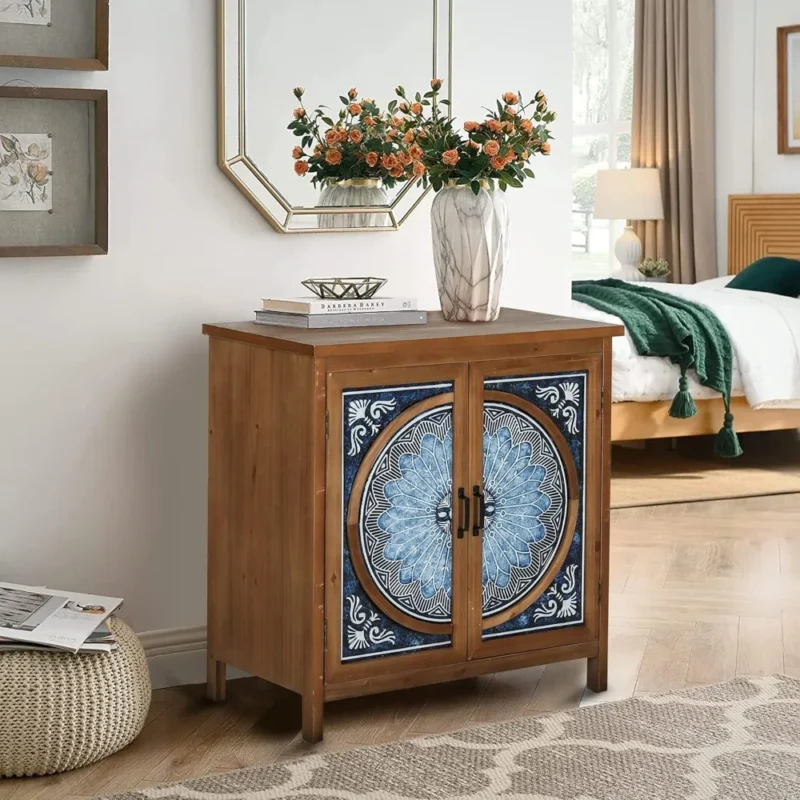Accent Cabinet with Doors, Small Storage Cabinet Sideboard Buffet Credenza for Living Room, Entryway - Image 4
