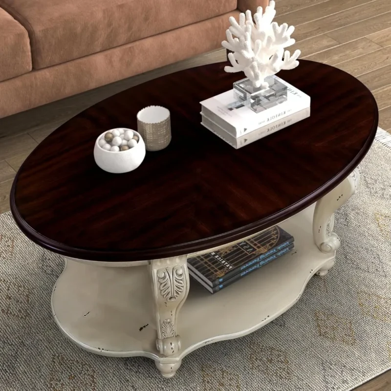 Solid Wood Coffee Table Set for Living Room, Coffee Table & 2 End Side Table 3-Piece Set with Open Storage for Office Apartment - Image 6
