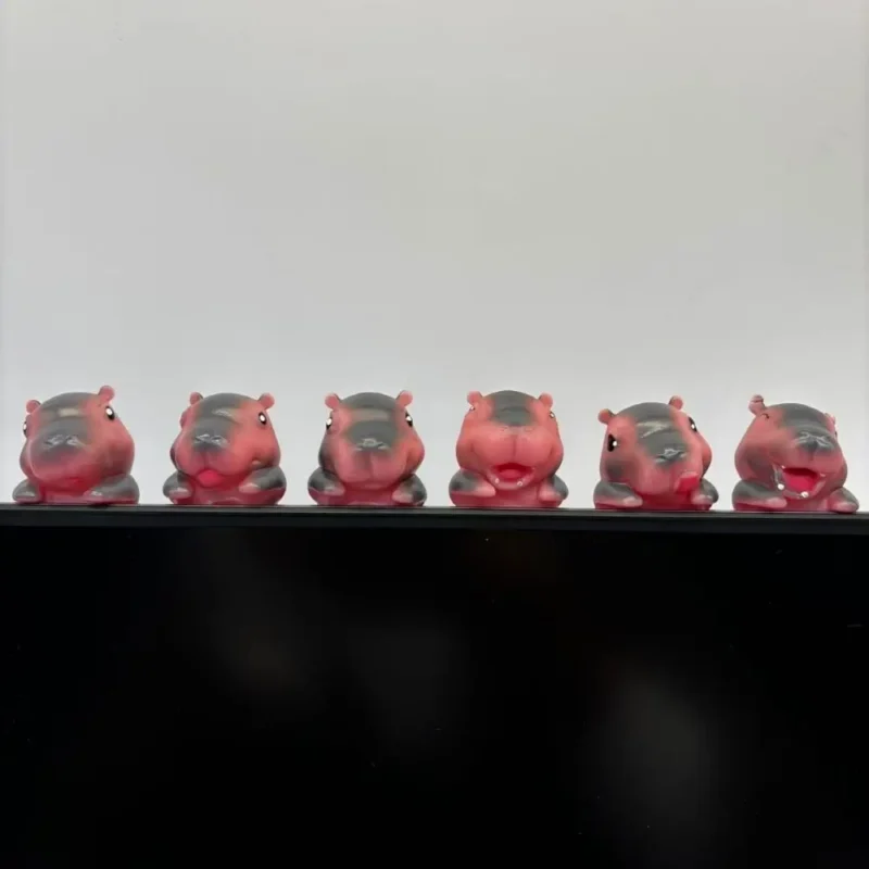 3D Desk Toy Computer Monitor Decor Navigator Screen Cartoon Moo Deng Screen Figurine Kawaii Mini Dolls Moo Deng Hippo Figurine - Image 2