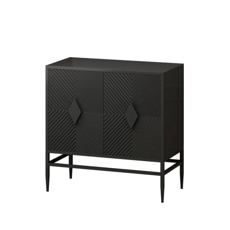 31.50 Modern 2 Door Wooden Storage Cabinet Accent Cabinet with Metal Leg Featuring Twotier Storage for Living Room Entryway and - Image 3