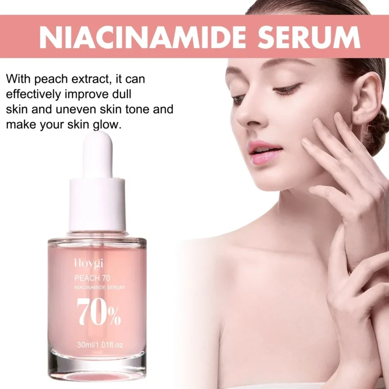 Peach 70% Niacinamide Facial Serum Brightening Skin Care Moisturzing Shrink Pores Smooth Fade Melanin Dark Spot Remover Serum - Image 5