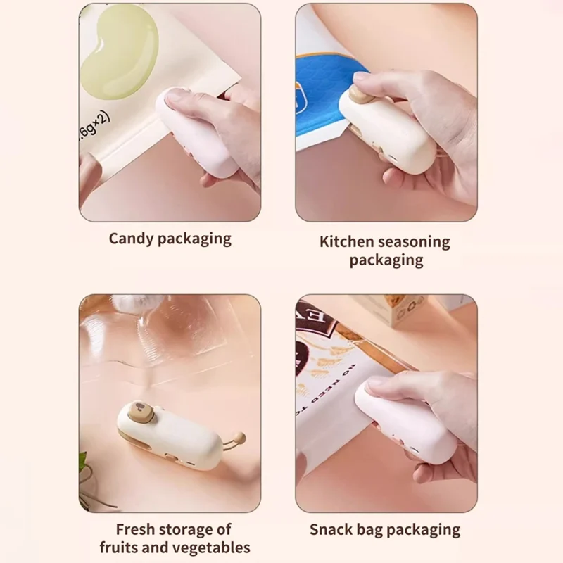 Handheld Portable Mini Sealing Machine Rechargable 2-in-1 Bag Sealer Snack Bag Heat Sealing Machines Food Bag Sealer Gadget - Image 4
