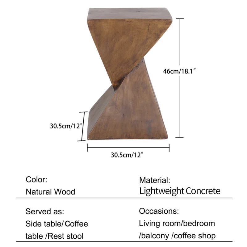 Lightweight Concrete Accent Table,Modern Geometry Side Table for Indoor and Outdoor,Small Bedside End Table Sofa Vanity Coffee - Image 4