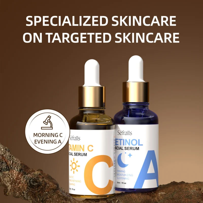 Séfralls RETINOL & VITAMIN C Serum 2PCS Set Comfortable Mild Texture Suitable for Different Skin Types Morning VC Night VA - Image 4