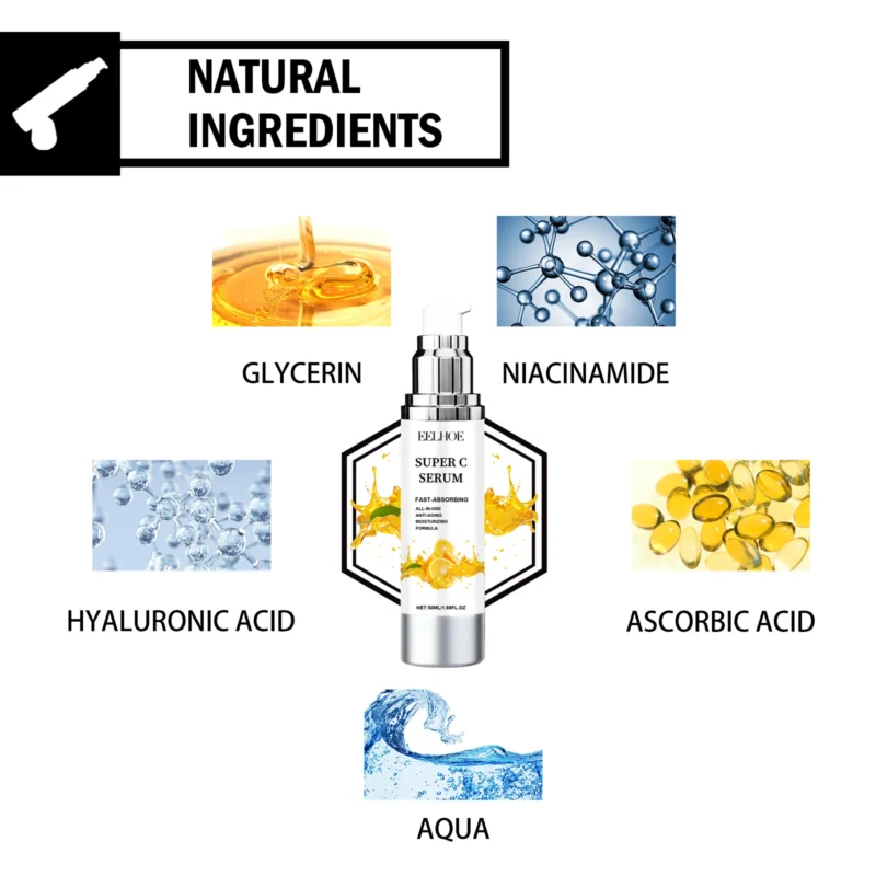 Vitamin C Serum Brightening Hydrating Facial Essence for Glowing Skin, Revitalizing Treatment, Anti-Dark Spot Whitening Care - Image 5