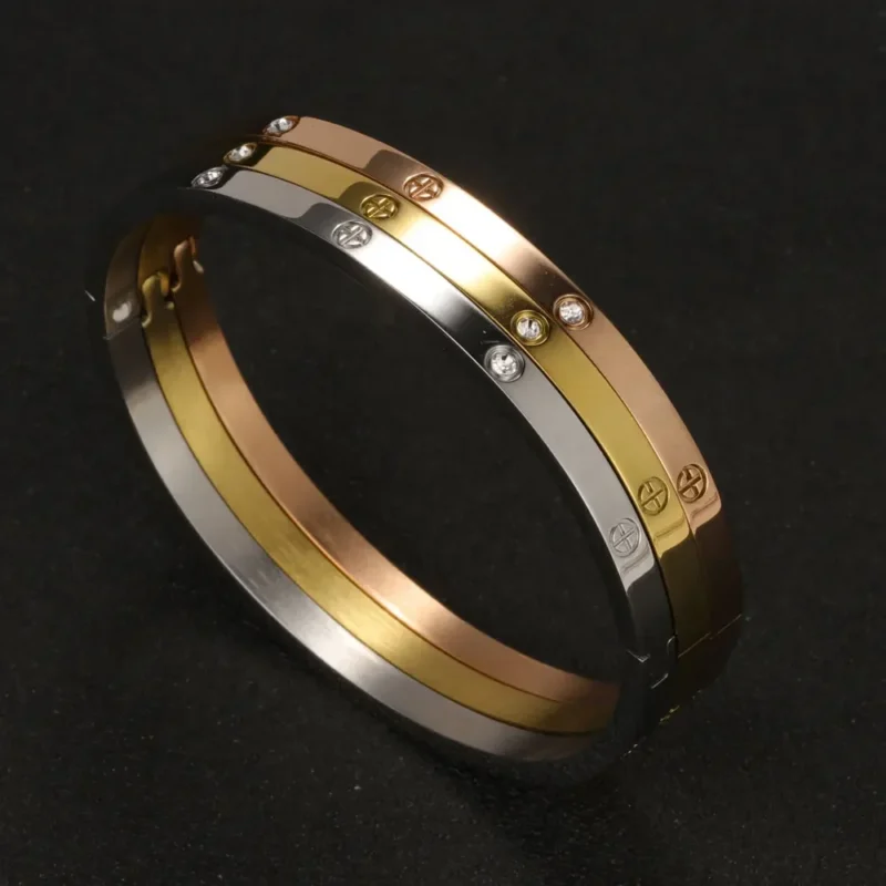Stainless Steel Cuff Bracelets Bangles For Women Fashion Jewelry Charm Jewelry Accessories Crystal Bracelet love - Image 4