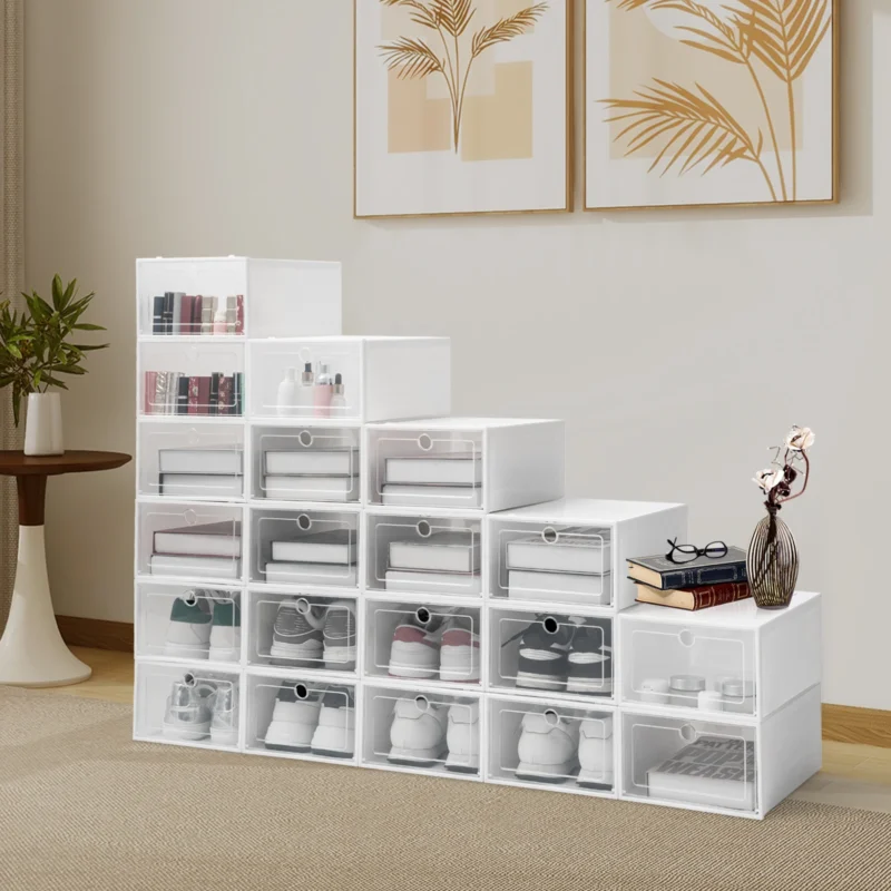 20pcs Shoe Box Set Foldable Storage Plastic Clear Home Organizer Rack Stack - Image 5