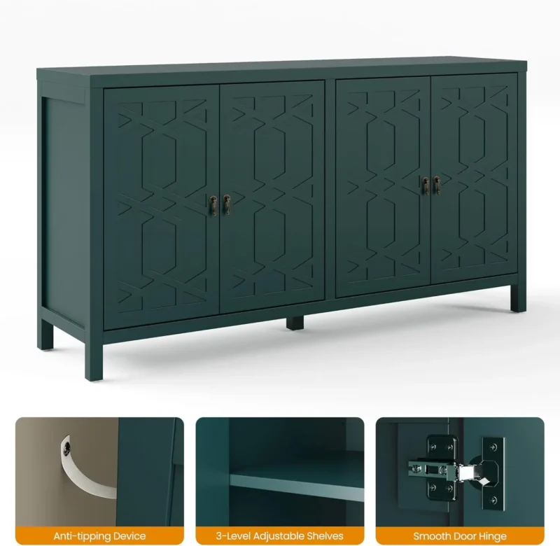 Mid-Century Sideboard Cabient with Adjustable Shelves, Accent Storage Credenza for Entryway, Living Room, Dining Room, Bedroom - Image 4