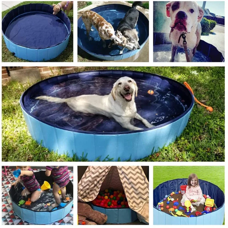 Dog Swimming Pool & Pool Cover Portable Plastic Pool Grooming Tub Bathing Scratch Resistance Pet Pools Bathtub for Large Dogs - Image 6