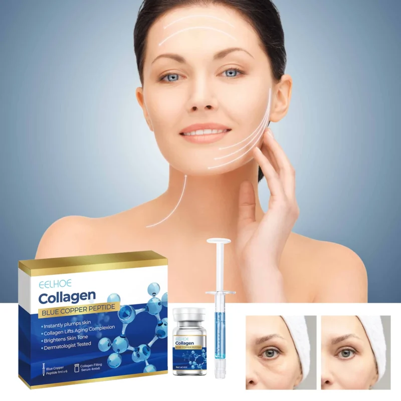 Blue Copper Peptide Serum Set Collagen Boosting Facial Essence for Firming & Anti-Aging, Hydrating Skin Treatment, Face Care