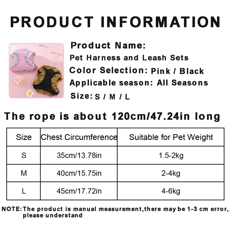 Ventilate Small Dog Harness Leash Sets Summer Soft Cat Harness and Leash Sets Adjustable Dog Harness Pet Leash Cat Accessories - Image 6