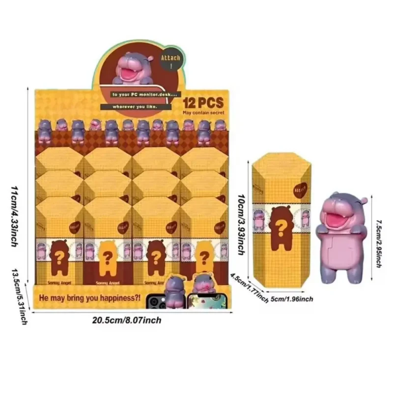 3D Desk Toy Computer Monitor Decor Navigator Screen Cartoon Moo Deng Screen Figurine Kawaii Mini Dolls Moo Deng Hippo Figurine - Image 6