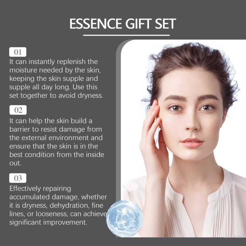 Facial Serum Skin Care Sets 5PCS Hyaluron Acid Vitamain C Niacinamide Fade Wrinkle Shrink Pores Moisturizing Brighten B5 Essence - Image 2