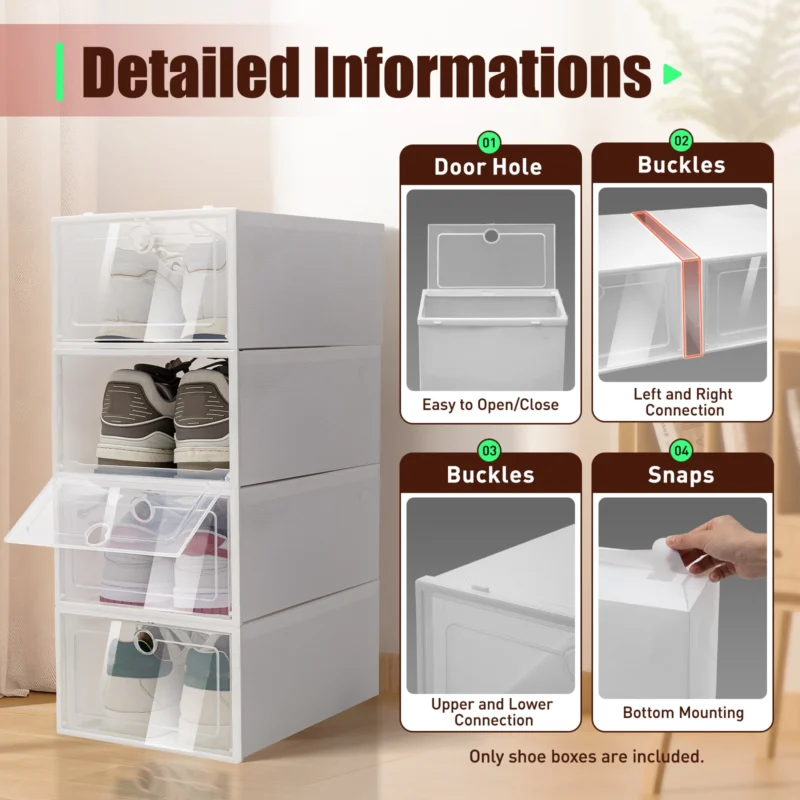 20pcs Shoe Box Set Foldable Storage Plastic Clear Home Organizer Rack Stack - Image 6