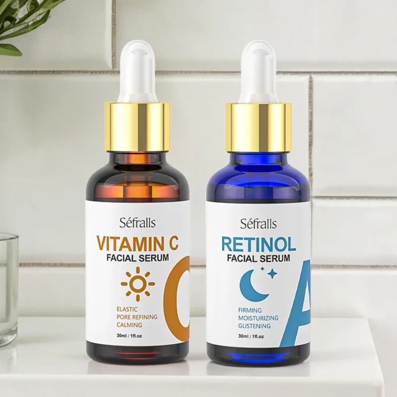 Séfralls RETINOL & VITAMIN C Serum 2PCS Set Comfortable Mild Texture Suitable for Different Skin Types Morning VC Night VA - Image 2