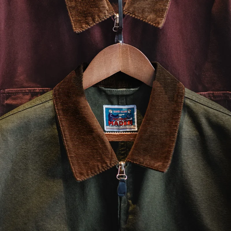Maden Retro Corduroy Collar Heavyweight Detroit Jacket Canvas Hunting Short Zip-Up Jacket with Pockets Men's Autumn Overcoat Top - Image 5