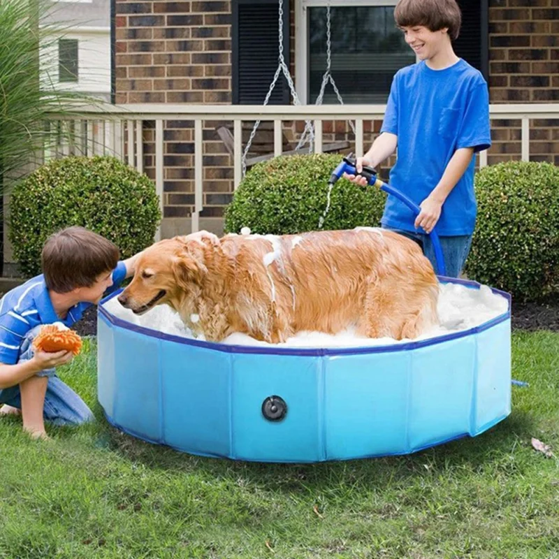 Dog Swimming Pool & Pool Cover Portable Plastic Pool Grooming Tub Bathing Scratch Resistance Pet Pools Bathtub for Large Dogs - Image 3