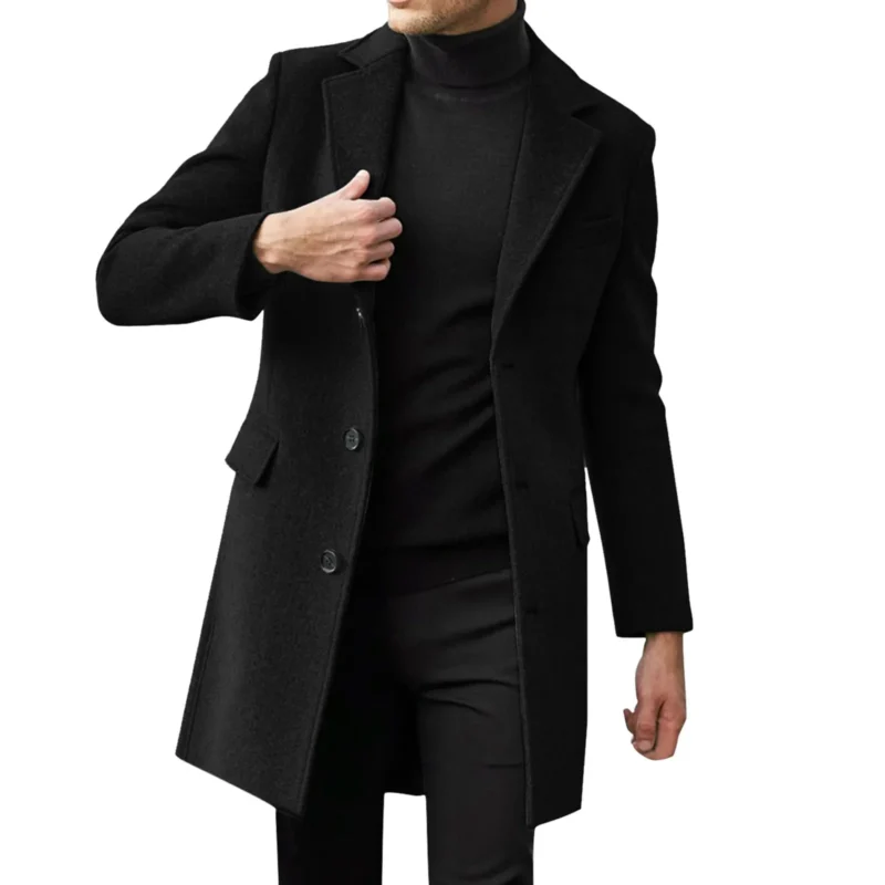 Casual Business Jackets Man Warm Coat Outerwear Streetwear Men British Overcoat Jacket Winter Elegant Long Coat Man Windbreaker - Image 6