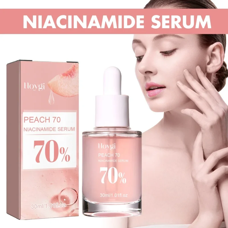 Peach 70% Niacinamide Facial Serum Brightening Skin Care Moisturzing Shrink Pores Smooth Fade Melanin Dark Spot Remover Serum