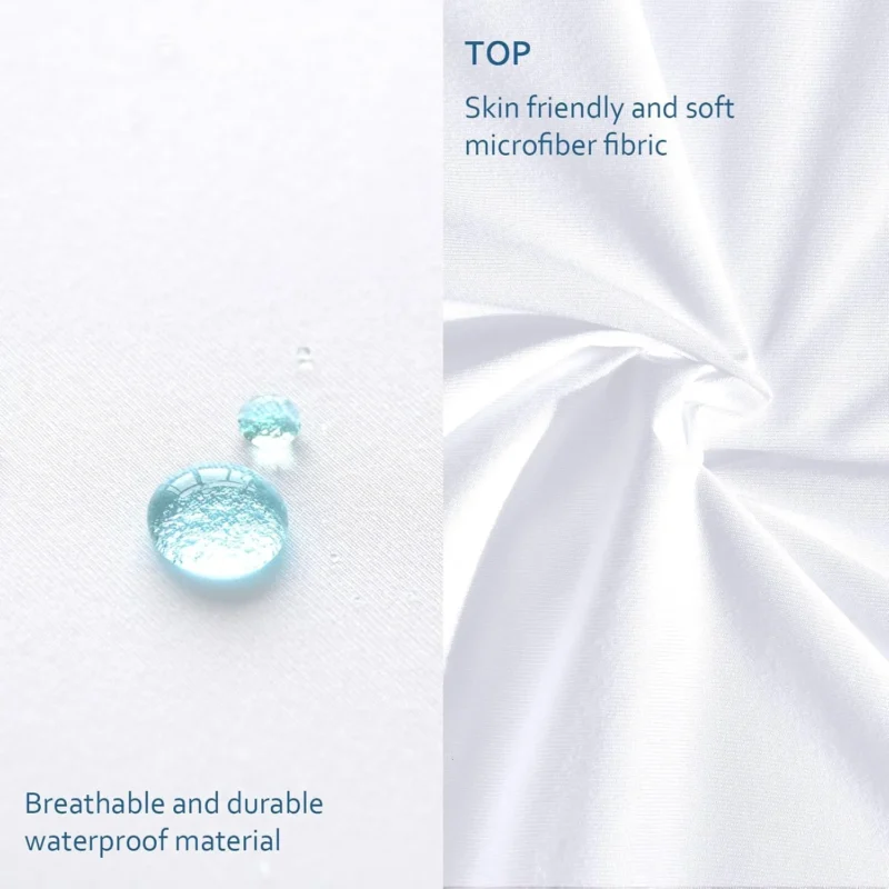 Waterproof Mattress Protector with 18" Deep Pocket Bed Bug Proof and Waterproof Fitted Sheets Machine Washable White - Image 6