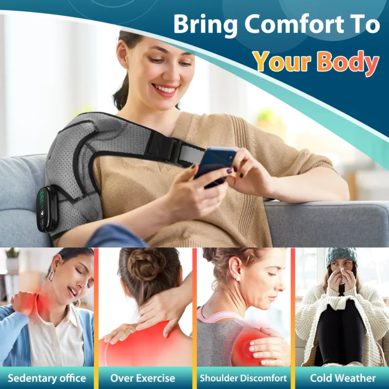Electric Shoulder Brace 3 Gear Heated and Vibration Massage Shoulder Support Massage Belt Gifts for Parents Friends Health Care - Image 2