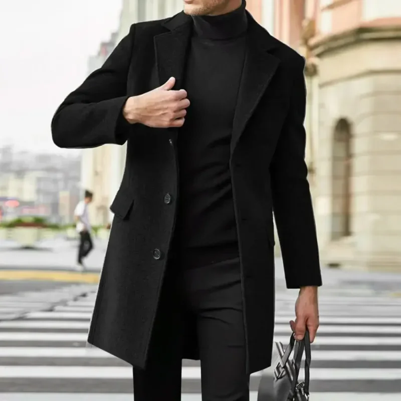Casual Business Jackets Man Warm Coat Outerwear Streetwear Men British Overcoat Jacket Winter Elegant Long Coat Man Windbreaker - Image 3