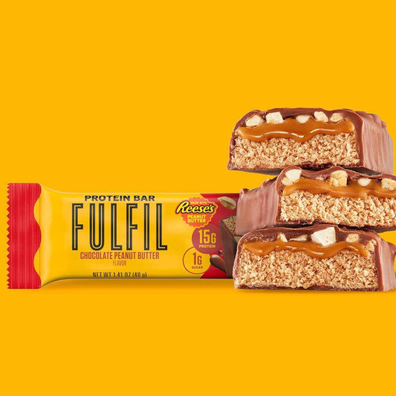 FULFIL Chocolate Peanut Butter Flavored Protein Bar Made with REESE's Peanut Butter, Gluten Free with 15g Protein, Pantry Staples, 12 Count - Image 6