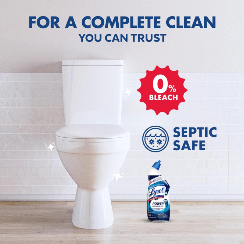Lysol Toilet Bowl Cleaner, Max Strength Bathroom Cleaning Supplies, Toilet Bowl Cleaner Clinging Gel, Home Essential, Instant Stain Removal, Disinfecting and Deodorizing, Bleach Free, 24 oz (2 ct) - Image 7