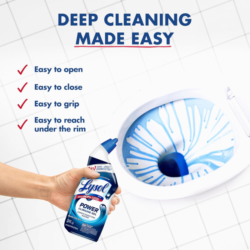 Lysol Toilet Bowl Cleaner, Max Strength Bathroom Cleaning Supplies, Toilet Bowl Cleaner Clinging Gel, Home Essential, Instant Stain Removal, Disinfecting and Deodorizing, Bleach Free, 24 oz (2 ct) - Image 5